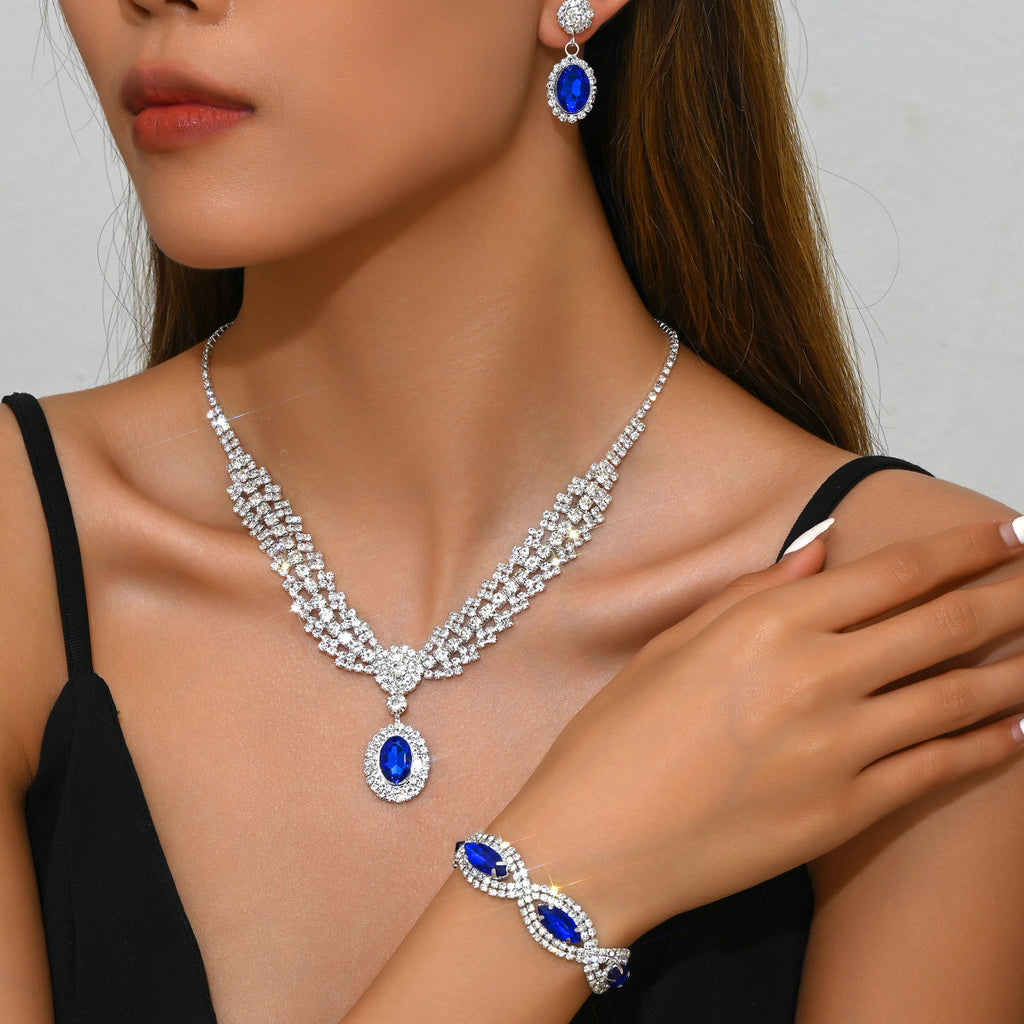 Retro Crystal Zircon Geometric Jewelry Set