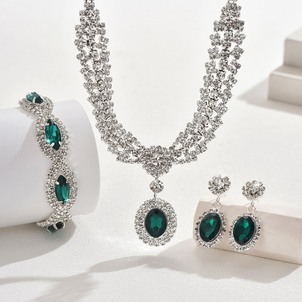 Retro Crystal Zircon Geometric Jewelry Set
