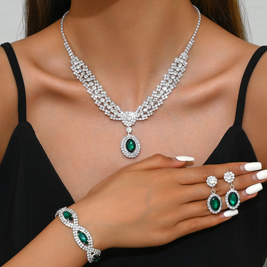 Retro Crystal Zircon Geometric Jewelry Set