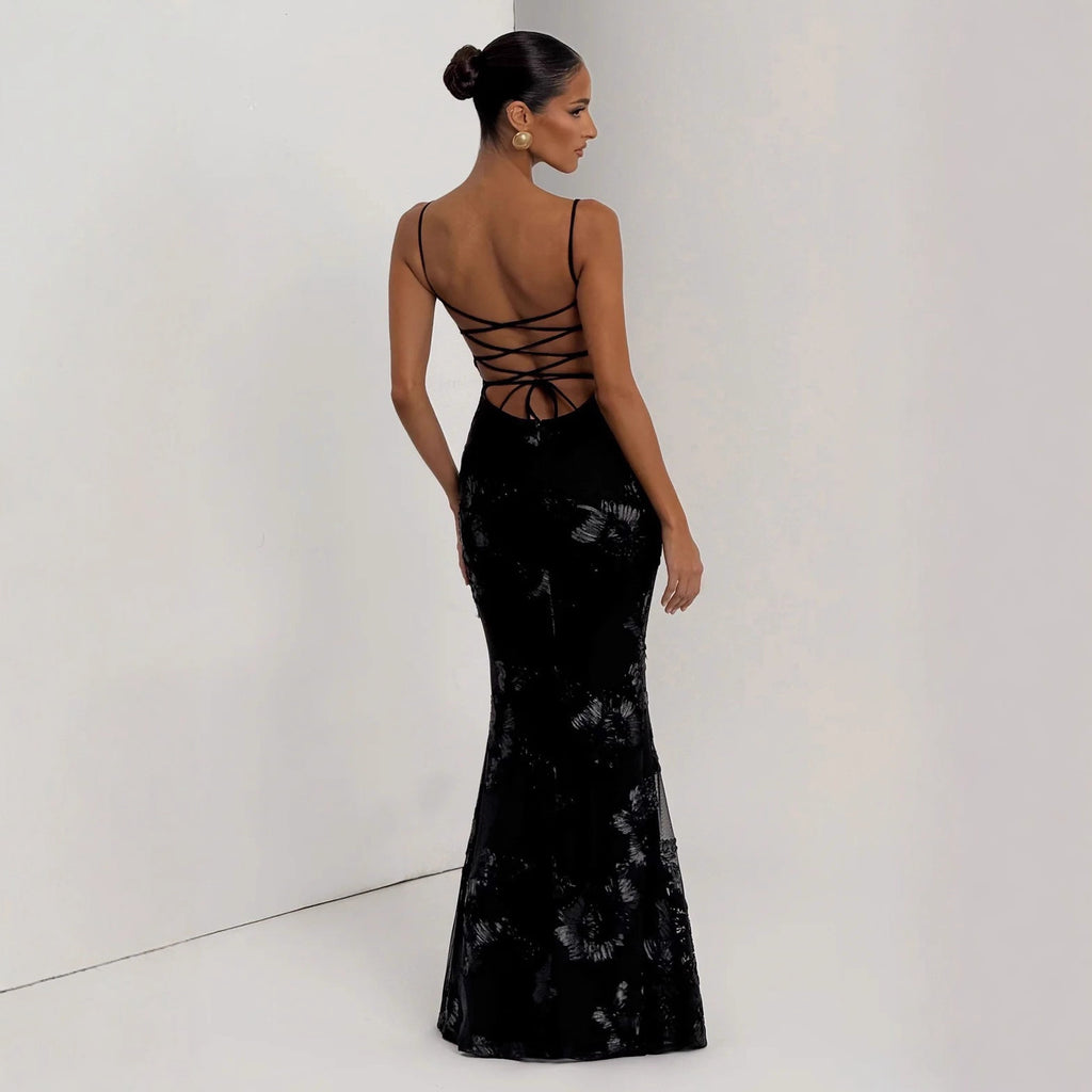 Valentina Backless Detail Evening Dress