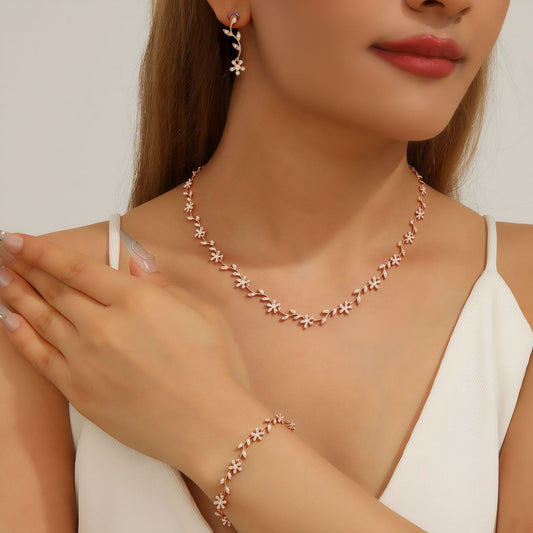 Leaf Necklace and Ear ring Set