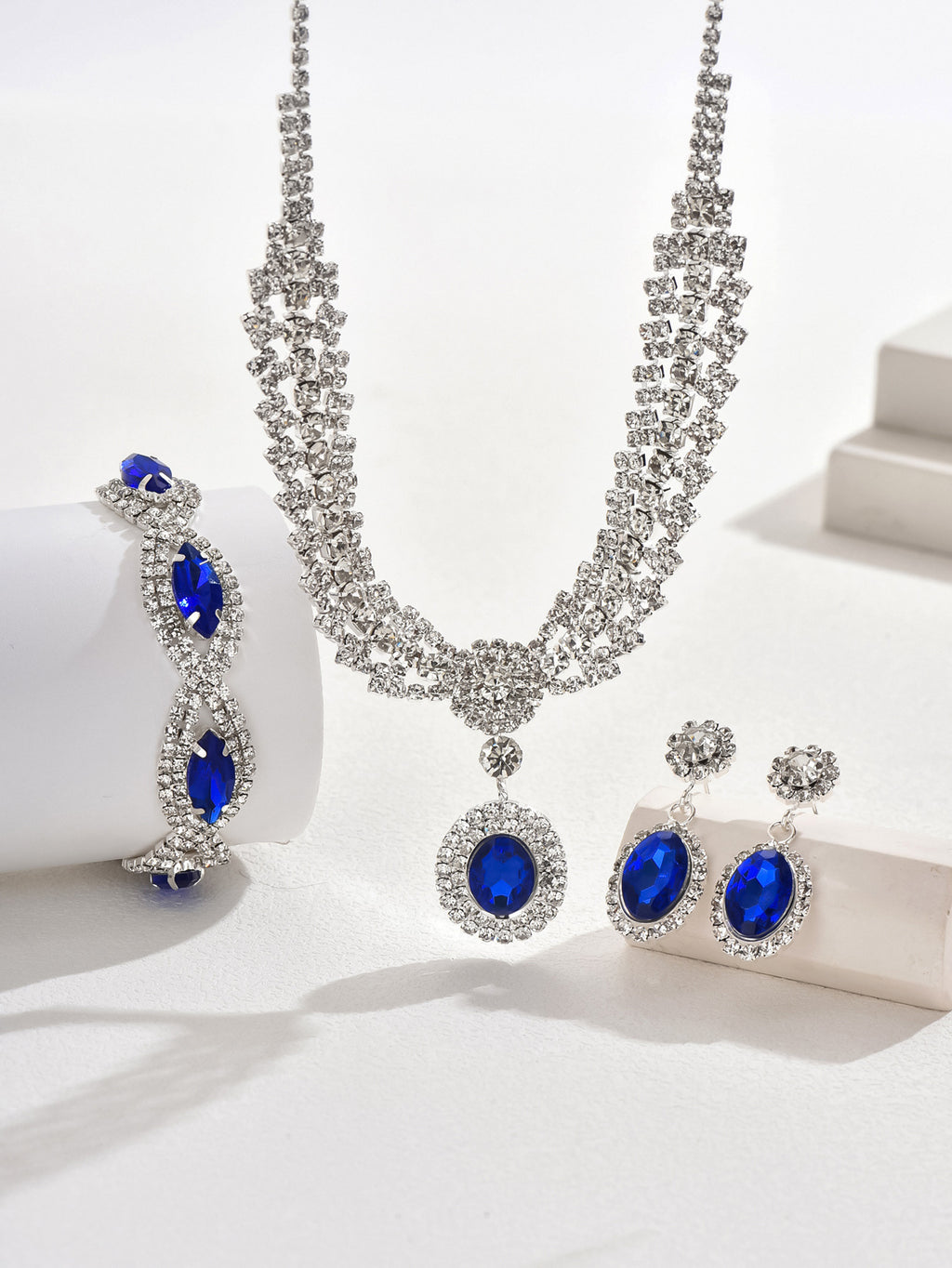 Retro Crystal Zircon Geometric Jewelry Set
