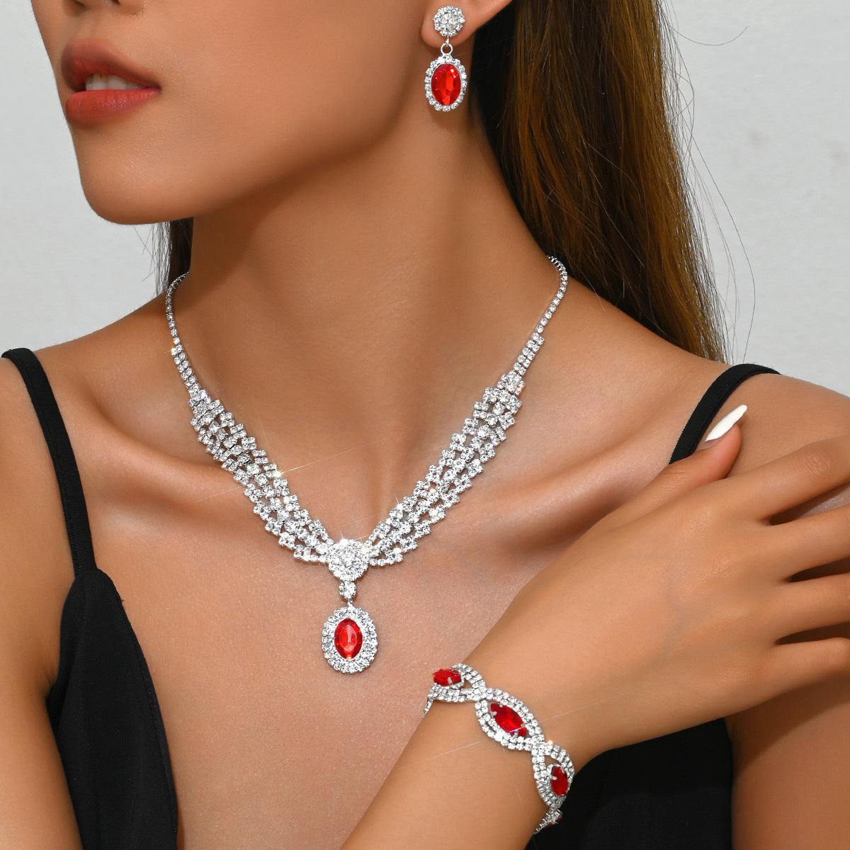 Retro Crystal Zircon Geometric Jewelry Set